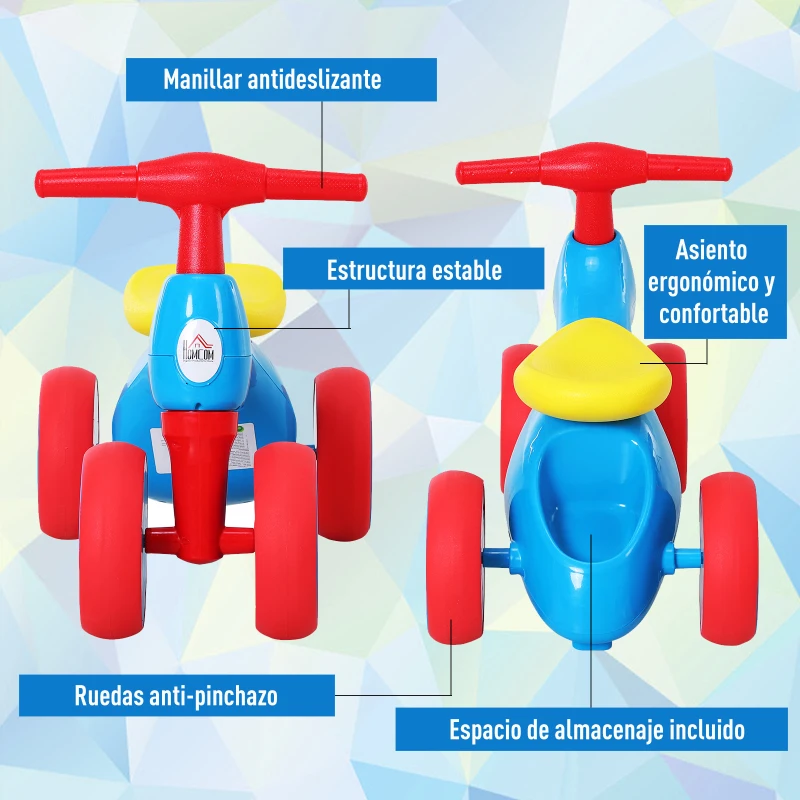 HOMCOM Bicicleta sin Pedales con Sonido y Mini Almacenamiento 57x33.5x42.5cm 20kg