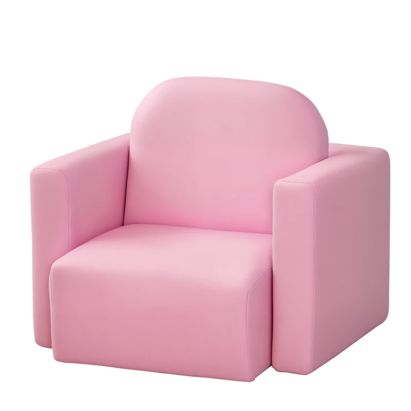 HOMCOM 2 In 1 Toddler Sofa Chair,  48 x 44 x 41 cm, for Game Relax Playroom, Pink