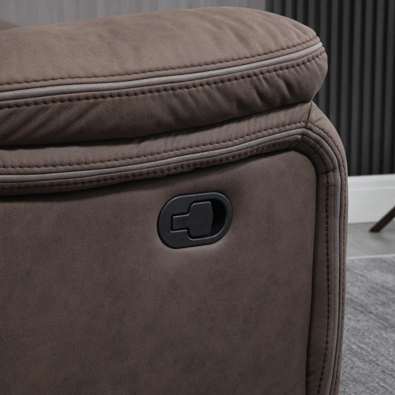 HOMCOM Relaxstoel met Voetsteun, Terugleunende Ontspanningsstoel, Microvezelbekleding in Lederlook, Metalen Structuur, Bruin