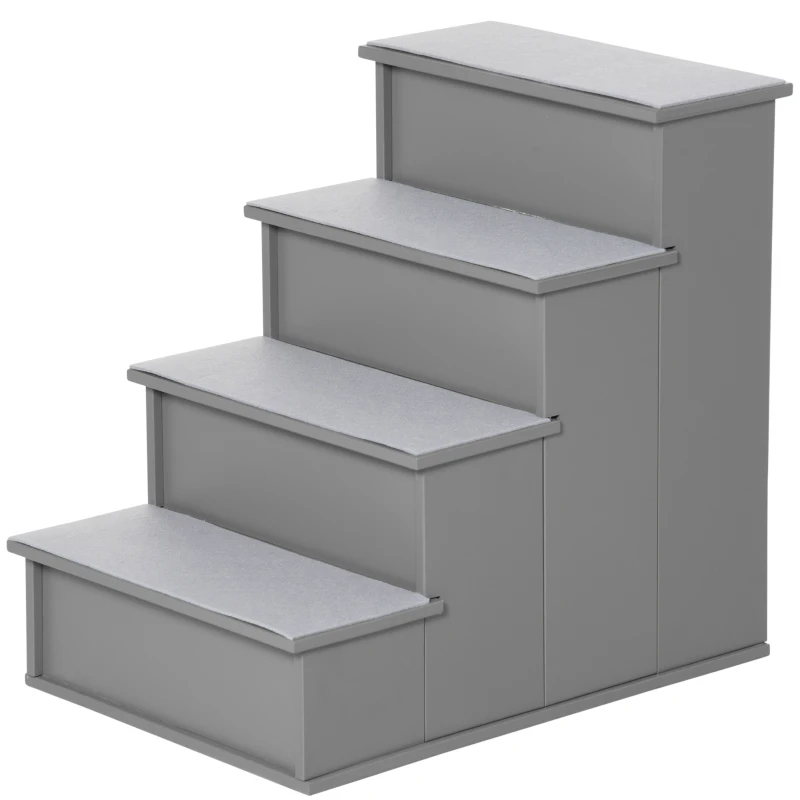 PawHut Escalera para Mascotas Escalones para Perros Gatos con Acolchados Desmontables Carga 30 kg 40x59x54,2 cm Gris