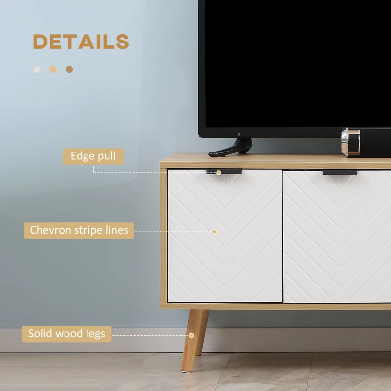 HOMCOM Dulap cu Suport pentru TV de până la 46", Comodă TV cu Rafturi de Depozitare și Dulap, 110x39x48,8 cm, Lemn Natural