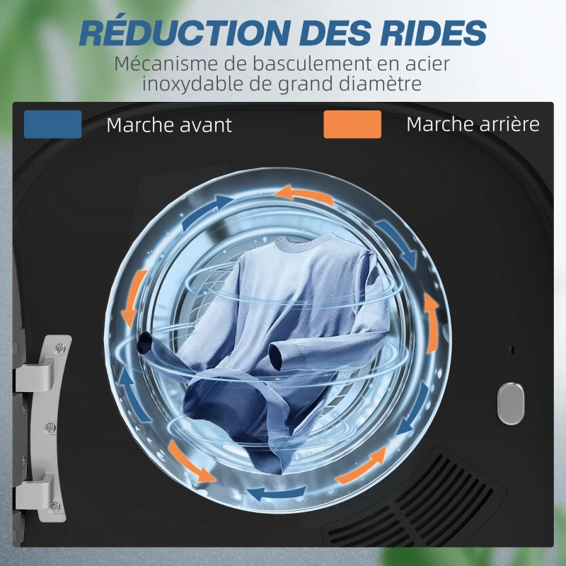 HOMCOM Sèche linge à évacuation électrique 800 W 4 Kg avec 5 modes de séchage, cuve en acier inoxydable, charge frontale