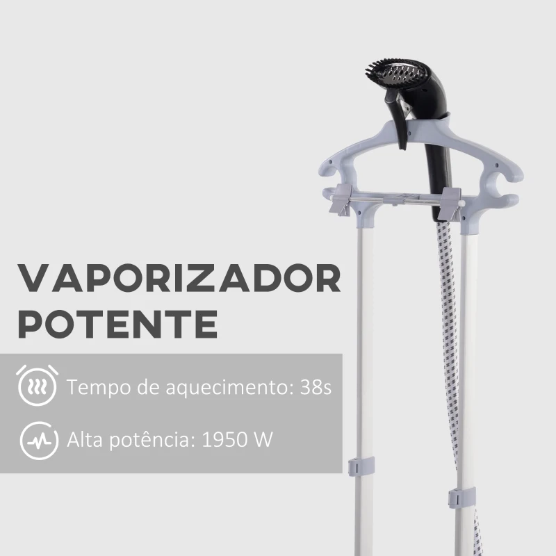 HOMCOM Ferro de Engomar a Vapor 1800W Temperatura Ajustável 11 Níveis Depósito de 2 L Aquecimento em 38s 35x25x47-118,5 cm Preto
