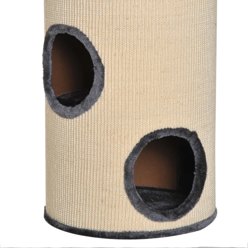 PawHut 70cm Height Cat Post Tree Scratching Barrel Sisal Activity Center Condo Kitten Bed Scratcher Climbing Climber Play House