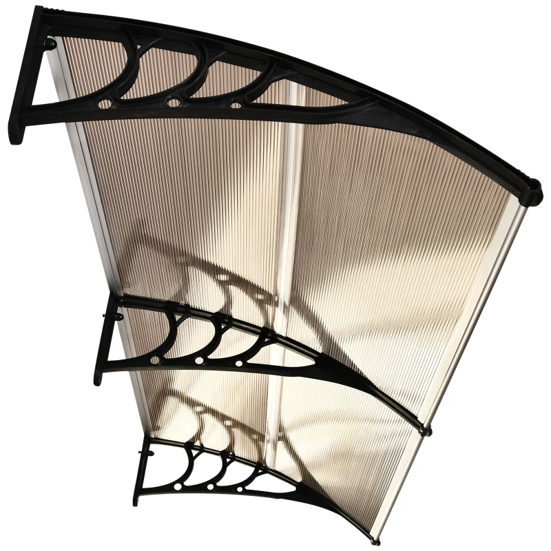 Outsunny 75 x 195 cm Curved Door Window Awning Canopy, Polycarbonate Cover for Front Door and Outdoor Patio, UV Rain Snow Protection Shelter, Brown(m-8)