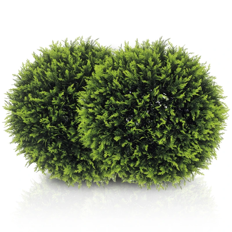 HOMCOM Set de 2 Plante Artificiale Sferice de Cedru, Plante Fictive Anti-UV, Ø45 cm, Verde