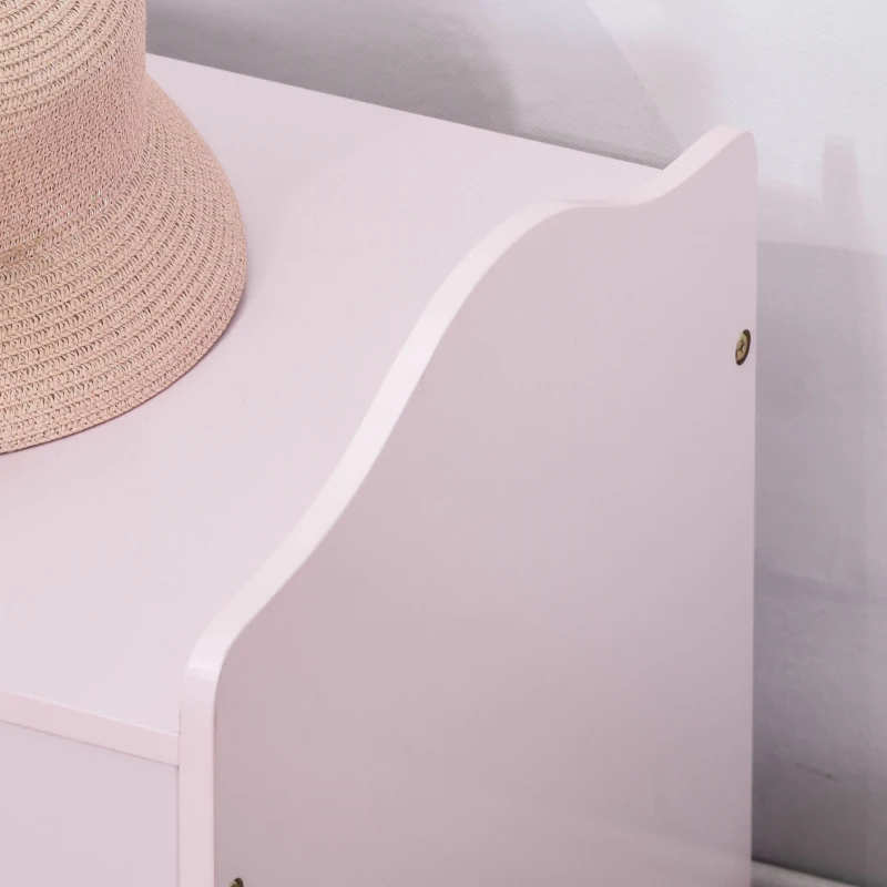 HOMCOM Wooden Kids Toy Box Children Storage Organizer Chest Safety Hinge  Furniture Pink