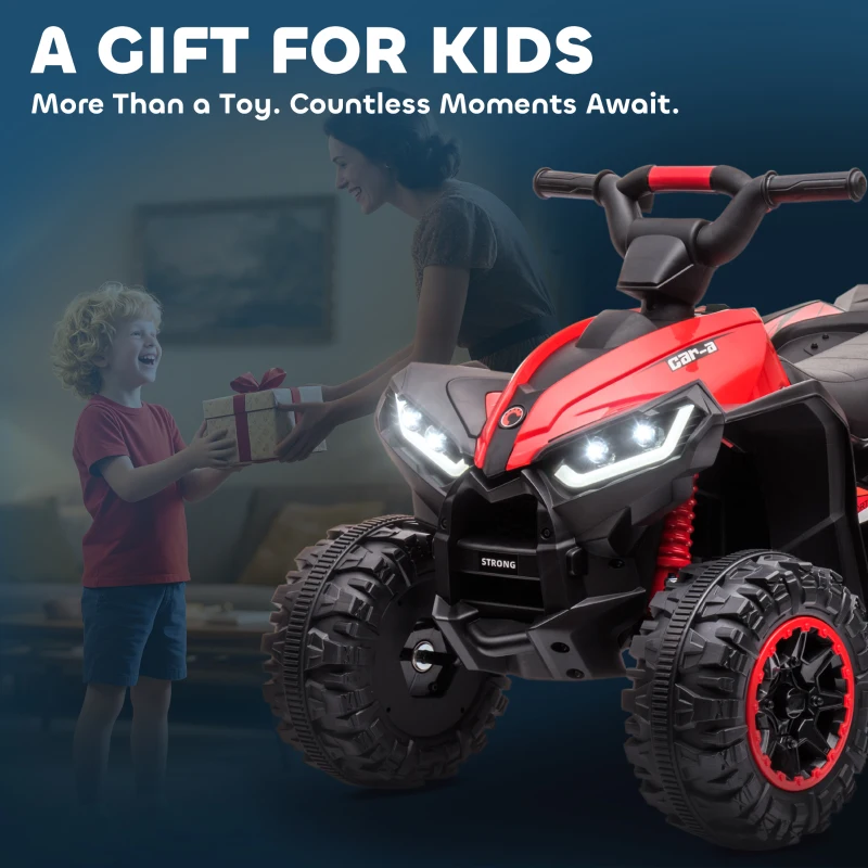 HOMCOM Quad électrique enfant de 3 à 5 ans 12 V 2 moteurs 2 vitesses 3-6 km/h phares LED klaxon rouge(m-8)