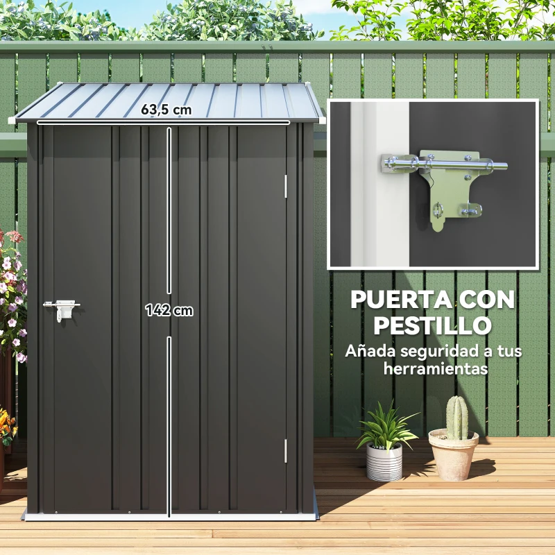 Outsunny Caseta de Jardín Metálica 0,92 m² 100x103x160cm con 1 Puerta y Cerradura para Almacenamiento de Herramientas Gris Oscuro(m-5)
