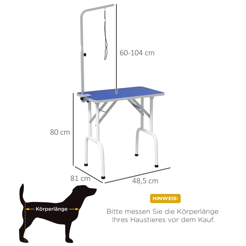 PawHut Haustier-Pflegetisch, zum Frisieren, Bürsten, Waschen von Haustieren, Metall, Blau(m-3)
