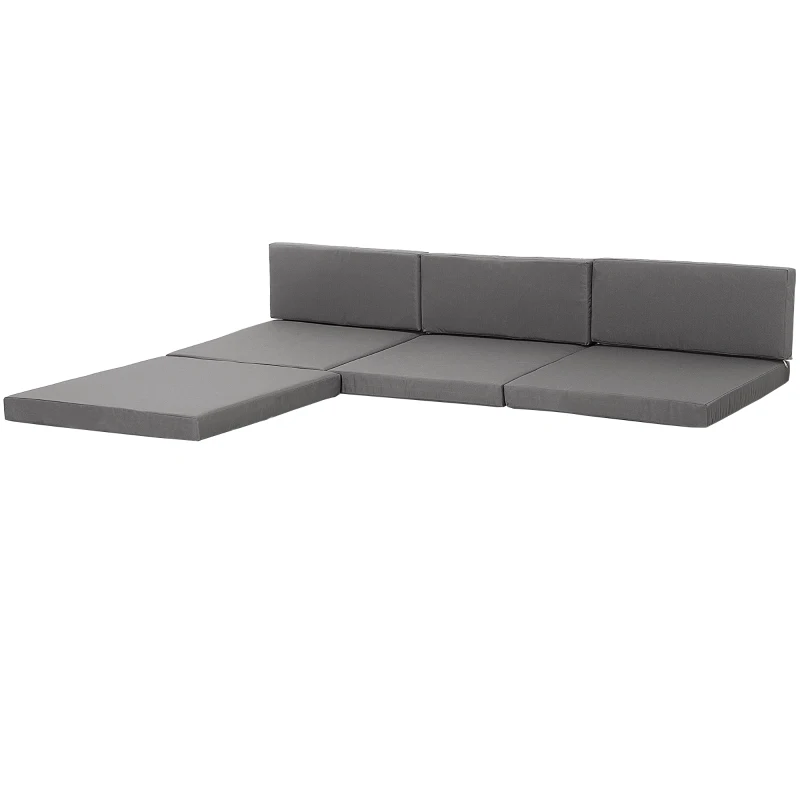 Outsunny Outdoor Cushion Pad Set for Rattan Furniture, 7 Piece Garden Furniture Cushions ONLY, Grey