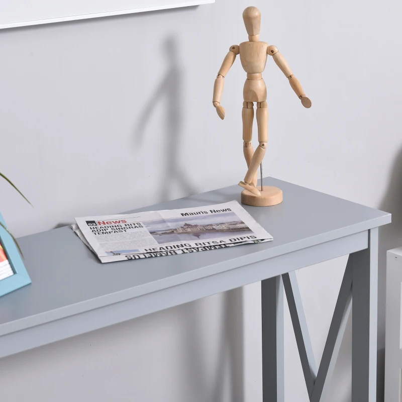 HOMCOM Console Table, Modern Hallway Table with Bottom Storage Shelf and X-frame, Sofa Table for Living Room, Entryway, Grey