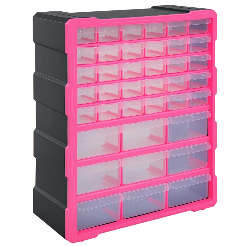 DURHAND 39 Drawers Parts Organiser Wall Mount Tools Storage Cabinet Small Nuts Bolts Garage Clear