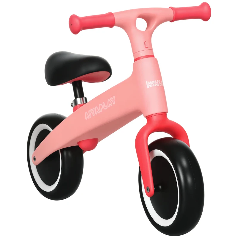 AIYAPLAY Bicicleta de Equilíbrio para Crianças de 18-36 Meses com Assento Ajustável em Altura Suporta 25 kg 67,5x32x44 cm Rosa