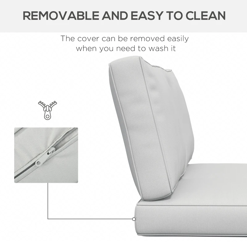 2 Seater Back and Seat Cushion Pillows Replacement, Patio Chair Cushions Set for Indoor Outdoor, Light Grey