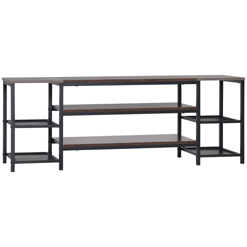 HOMCOM TV Unit Cabinet for TVs up to 60 Inches, Industrial TV Stand with Storage Shelves for Living Room, Brown and Grey