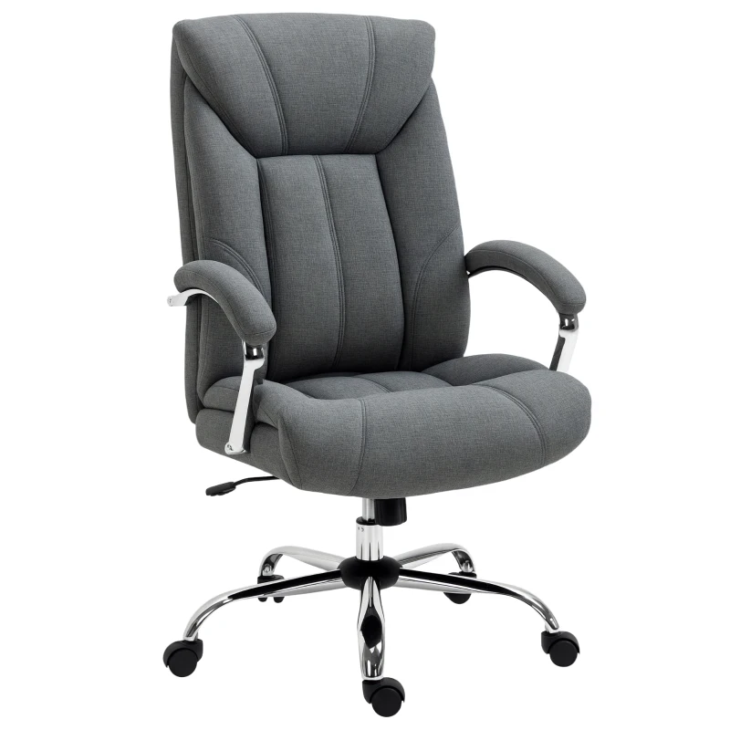 Vinsetto Sedia da Ufficio Imbottita e Girevole in Tessuto Traspirante, 65x78x110-120cm, Grigio