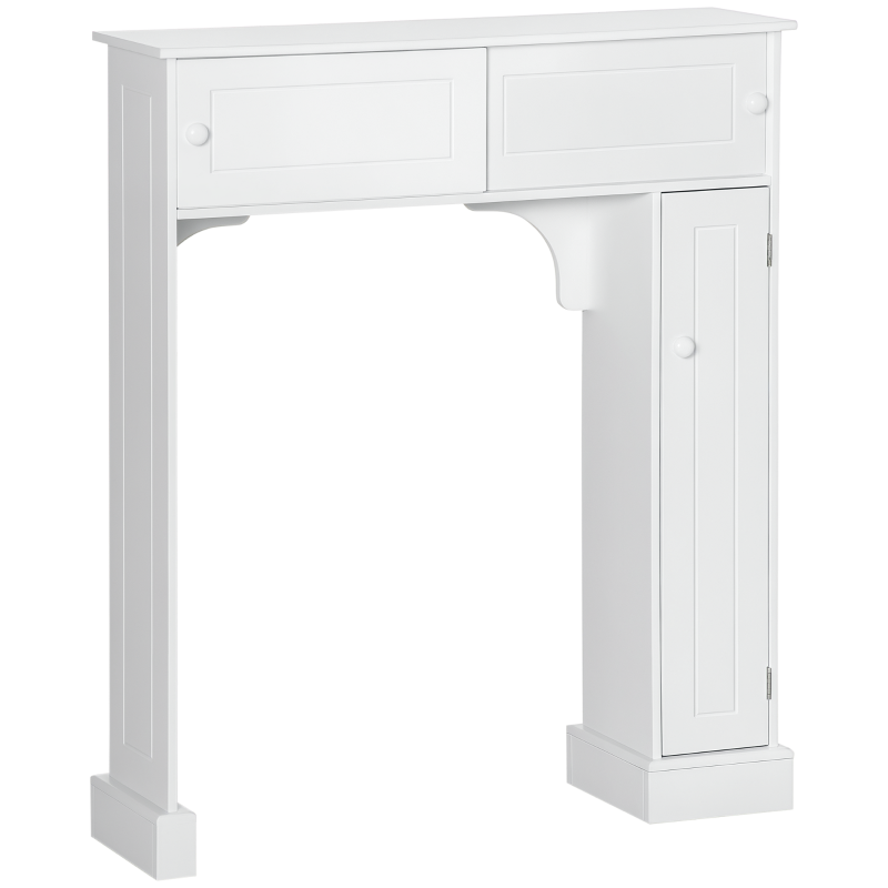 HOMCOM Meuble WC multi-rangements 1 niche 1 placard porte 3 étagères dim. 89L x 23l x 104H cm MDF blanc
