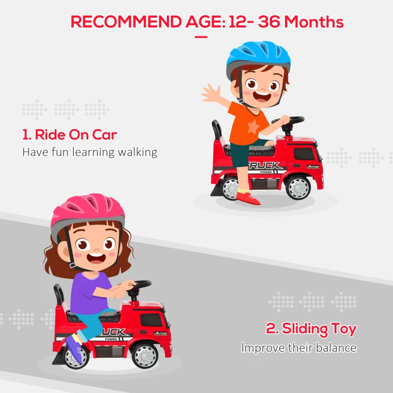 HOMCOM Kids Ride On Truck, Mercedes Benz Licensed Toddler Foot To Floor Sliding Push Car with Under Seat Storage for 12 - 36 Months, Red