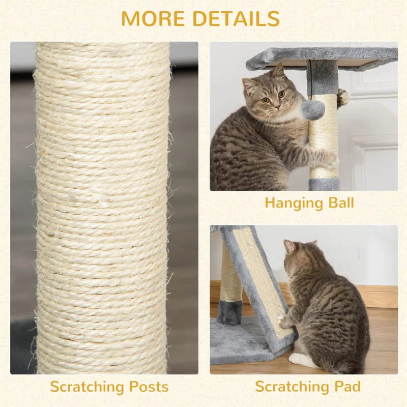 PawHut Corner Cat Tree for Indoor Cats, Kitten Tower with Scratching Post - Grey