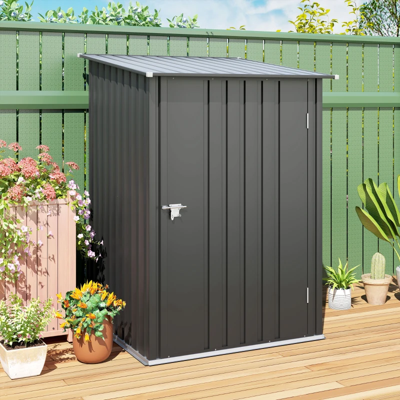 Outsunny Caseta de Jardín Metálica 0,92 m² 100x103x160cm con 1 Puerta y Cerradura para Almacenamiento de Herramientas Gris Oscuro(m-8)