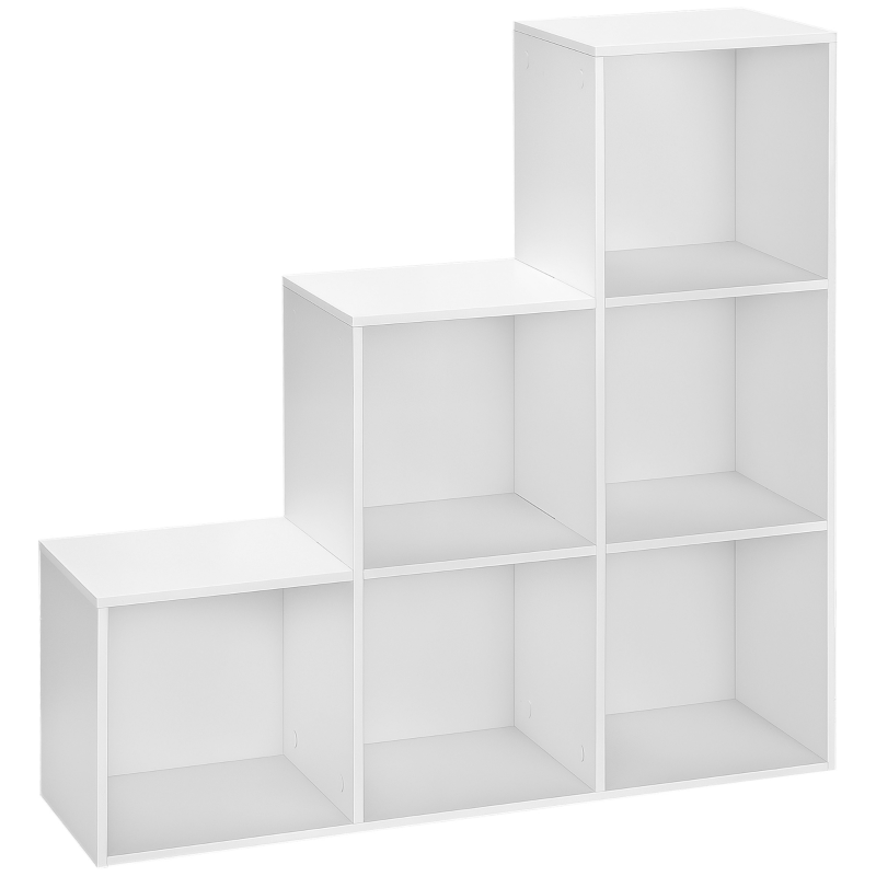 HOMCOM Estantería en Forma de Escalera Armario de Almacenamiento 6 Cubos Estantería de Pie Estante de Exposición 91.5x29.5x91.5cm Madera