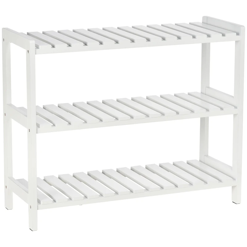 HOMCOM Zapatero de Madera de 3 Niveles Zapatero Recibidor para 9 Pares de Zapatos para Entrada Pasillo 70x26x57,5 cm Blanco