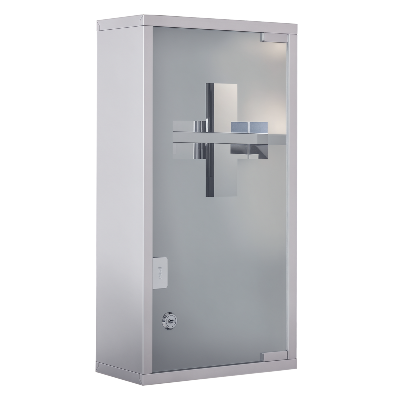 Medizinschrank Arzneischrank Erste-Hilfe-Schrank mit Schloss 3 Fächer Edelstahl Silber 25 x 12 x 48 cm