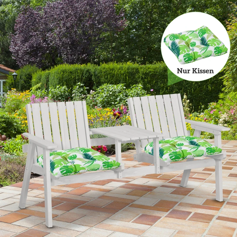 Outsunny 2er-Set Sitzkissen Stuhlkissen Sitzauflage Gartenstuhlkissen leicht zu reinigen Grün gestreift 50L x 45B x 8T cm