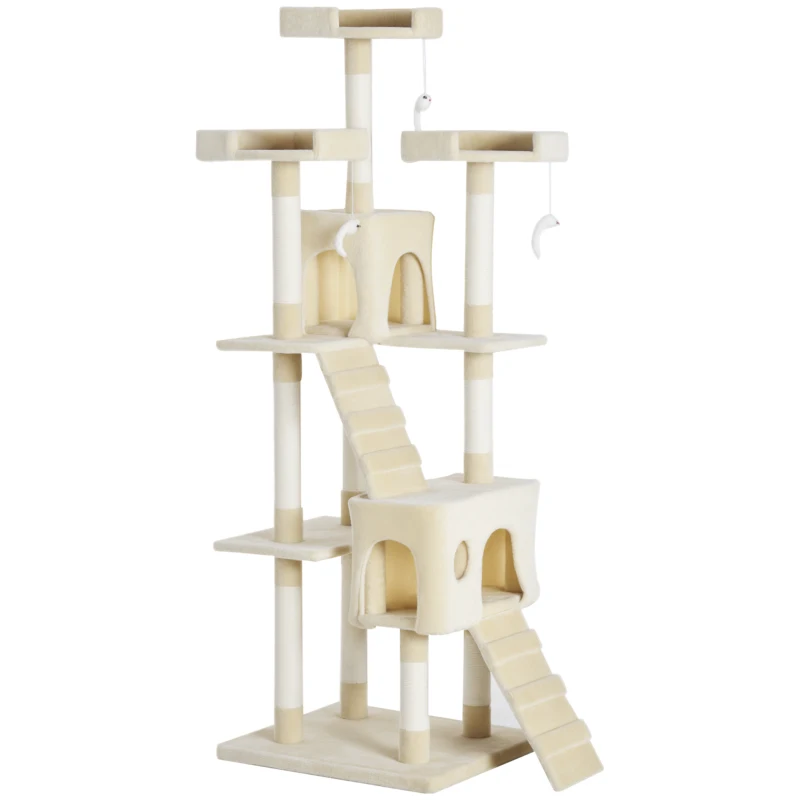 PawHut Cat Tree for Indoor Cats Play Tower Activity Center Kitten Scratch Post Climbing Tower 181 cm