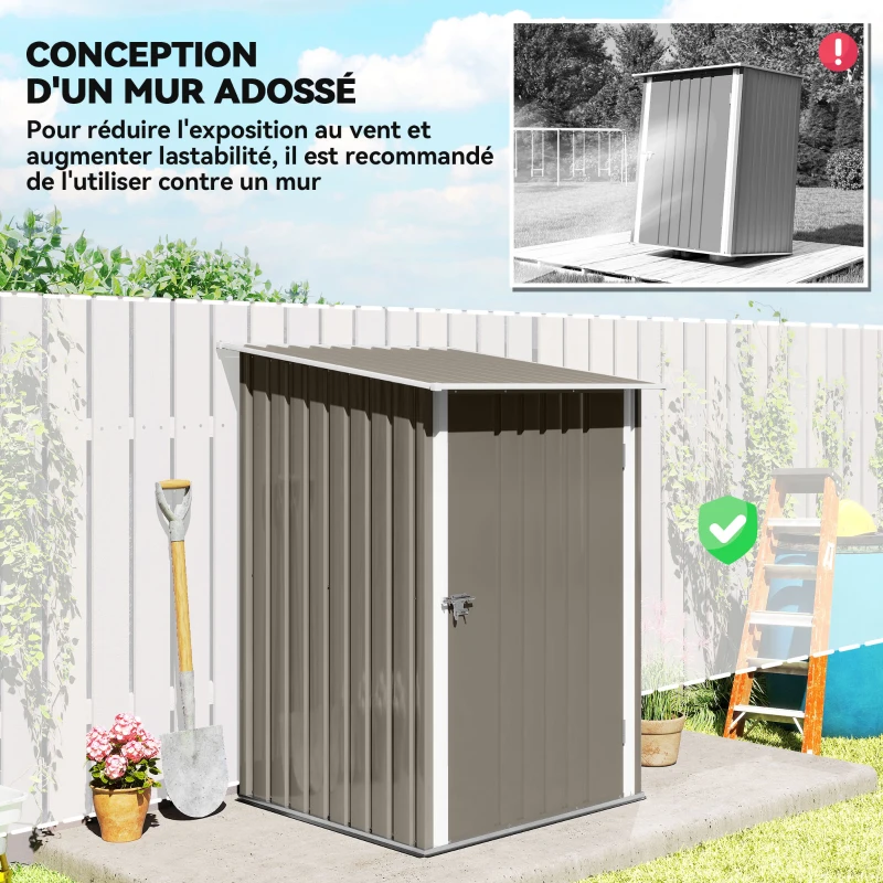 Outsunny Abri de Jardin 1m² - Remise pour Outils - cabanon Porte verrouillable - dim. 1L x 1,03l x 1,6H m - tôle d'acier ondulée