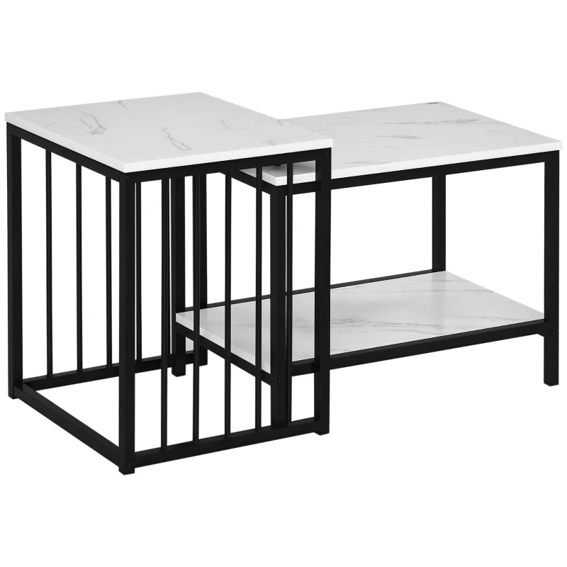 HOMCOM Satztisch-Set, pflegeleichte Oberflächen, Stahlgestell, Weiß/Schwarz