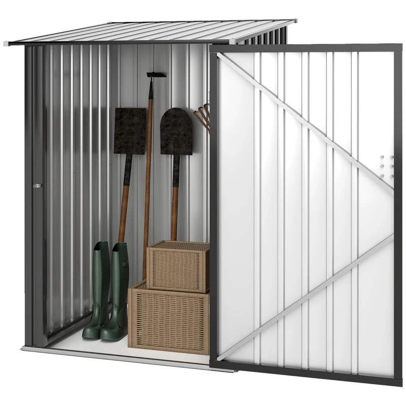 Outsunny Caseta de Jardín Metálica 0,92 m² 100x103x160cm con 1 Puerta y Cerradura para Almacenamiento de Herramientas Gris Oscuro(m-10)
