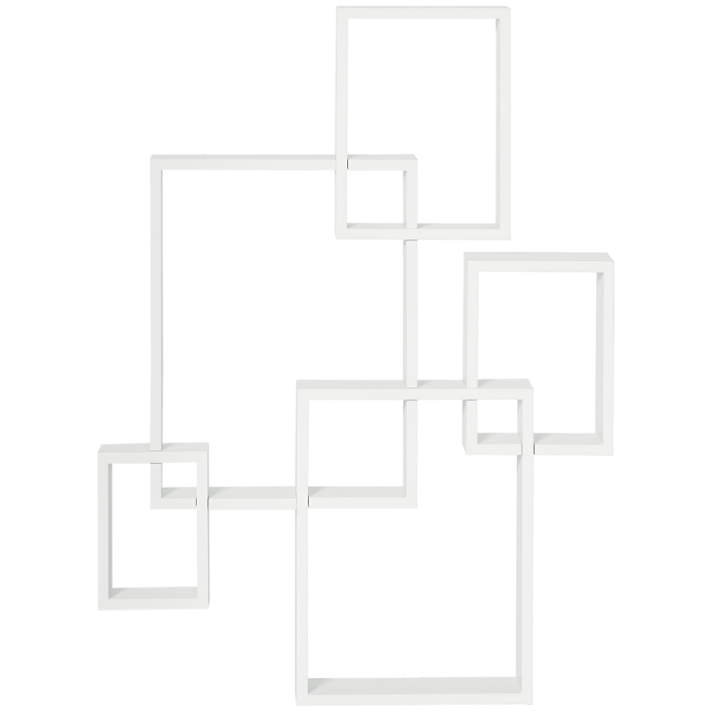 HOMCOM Floating Shelves, Wall Mounted Interlocking Cube Shelves, Display Wall Shelf for Living Room, Bedroom, Hallways, White