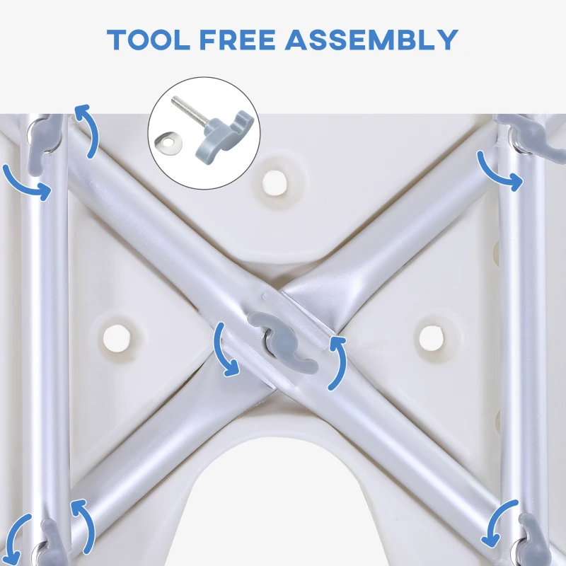 HOMCOM 6-Level Height Adjustable Shower Stool, Bath Chair with Non-Slip Feet, U-Shaped Seat for Elder, Pregnant, White