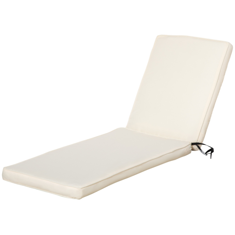 Outsunny Cuscino per Lettino Prendisole con Rivestimento Poliestere Sfoderabile, 188x53x8cm, Bianco Crema