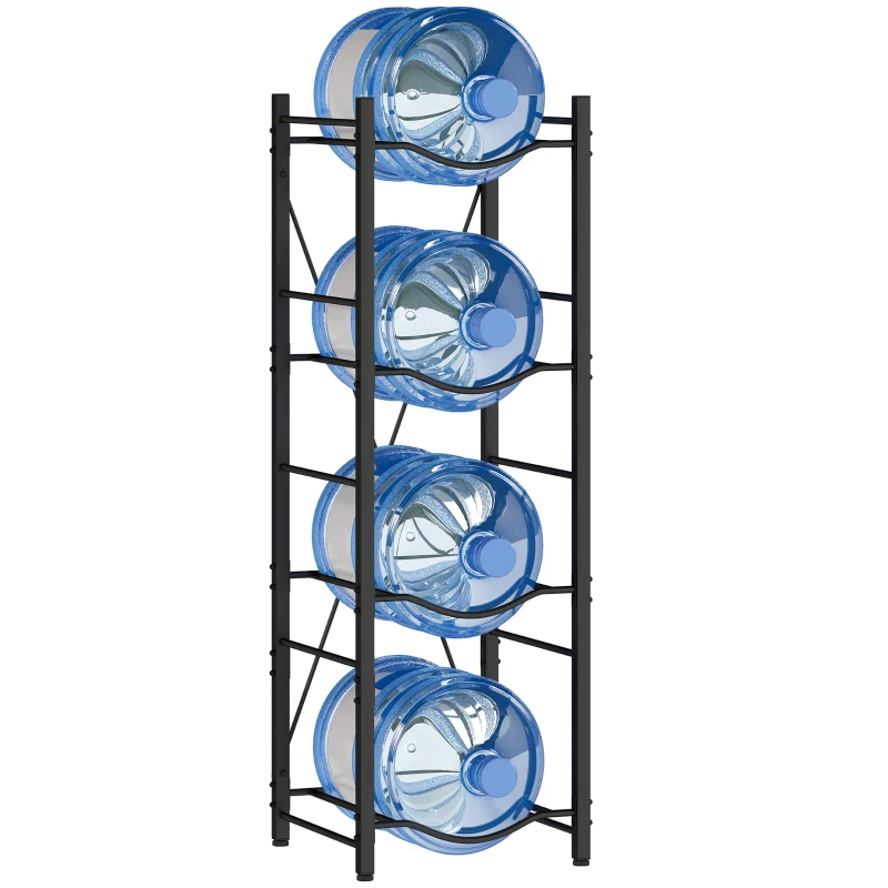 HOMCOM Supporto per Taniche d'Acqua a 4 Livelli, 34x34x105 cm, Nero