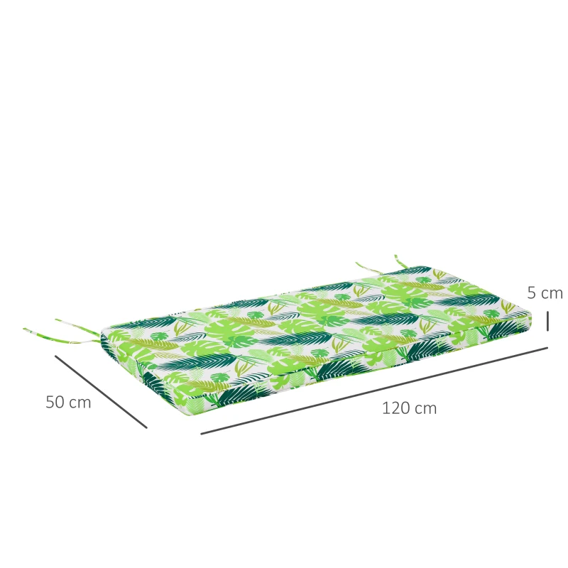 Outsunny Set di 2 Cuscini per Dondolo e Panchine in Poliestere per Arredamento da Esterno e Casa, 120x50x5cm Verde