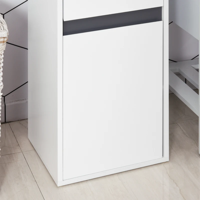 HOMCOM MDF Tri-Compartment Bathroom Storage Cabinet White