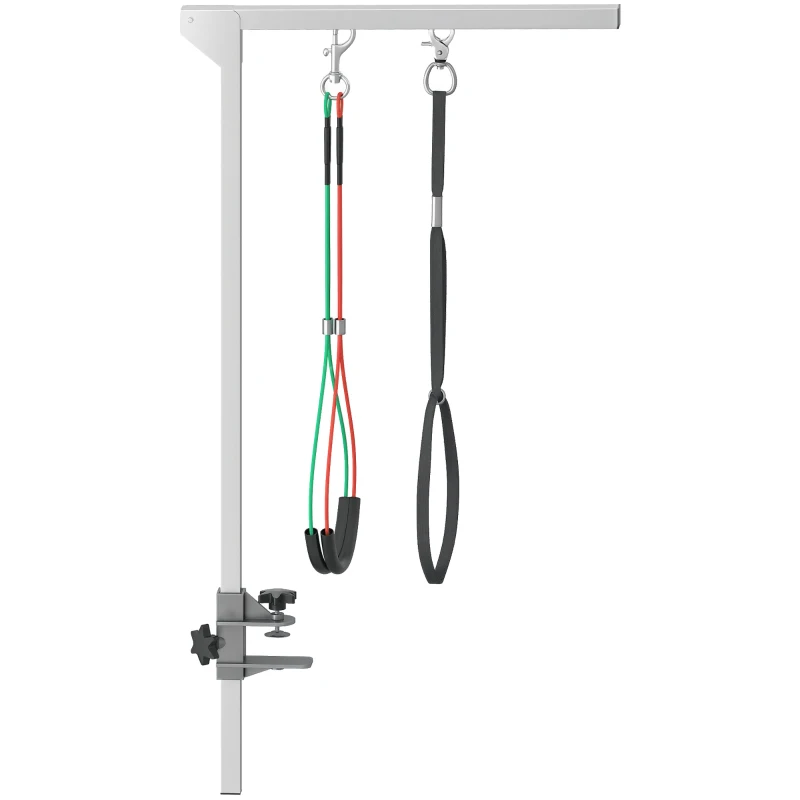 PawHut Bras de toilettage pliable pour animaux de compagnie en acier inoxydable avec collier de serrage pour chiens de grande et petite taille hauteur réglable max. 74 cm