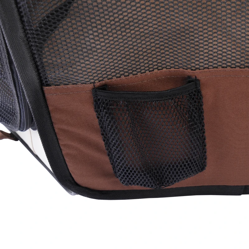 PawHut Fabric Dog Play Pen Puppy Pet Cat Rabbit Pig Guinea Playpen Run, Dia 90 x 41H cm Brown