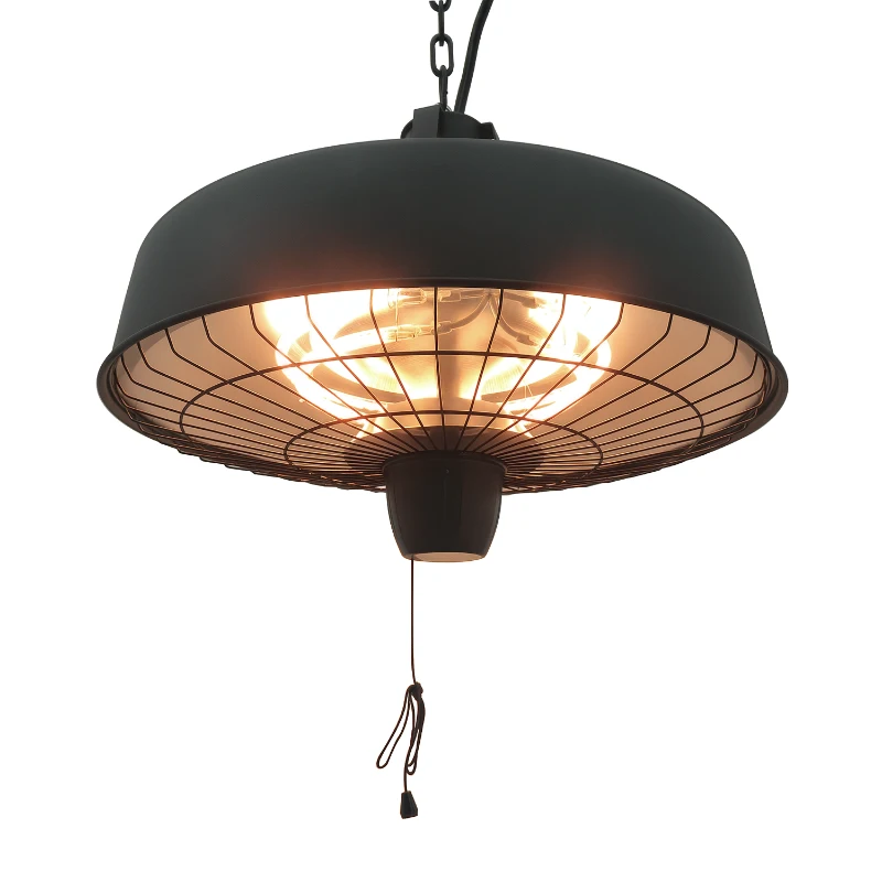 Outsunny Infrared Halogen Electric Patio Heater, 1000W/2500W Adjustable Power, Ceiling Hanging Mount, Black