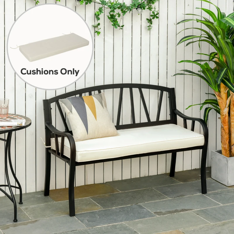 Outsunny Garden Bench Cushion 2 Seater Loveseat Seat Pad for Patio Swing Furniture for Indoor & Outdoor Use, 120 x 50 x 8 cm, Cream White