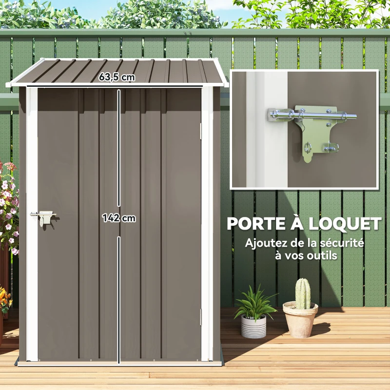 Outsunny Abri de Jardin 1m² - Remise pour Outils - cabanon Porte verrouillable - dim. 1L x 1,03l x 1,6H m - tôle d'acier ondulée