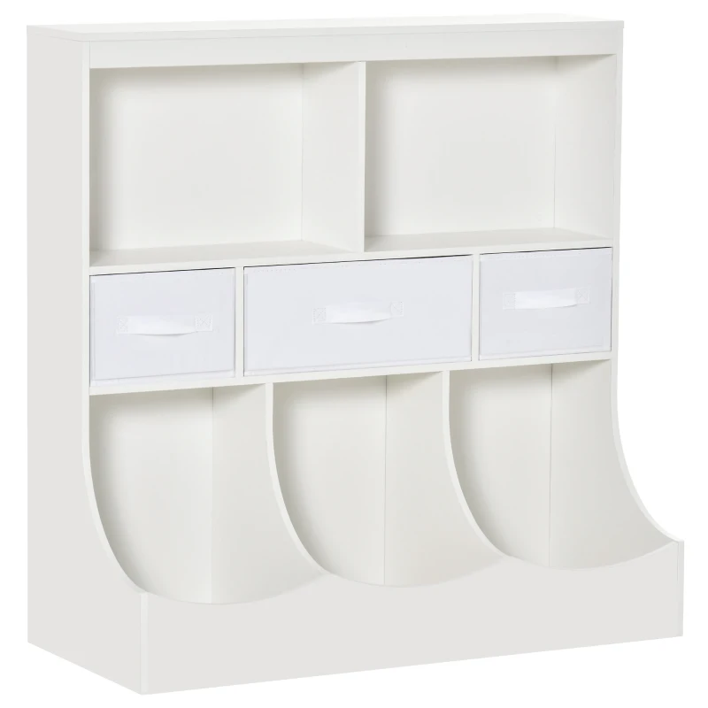 HOMCOM Meuble de rangement jouets enfant bibliothèque étagère de jouet pour chambre d'enfant 5 casiers 3 tiroirs non tissé MDF dim. 93,1L x 40l x 94H cm blanc
