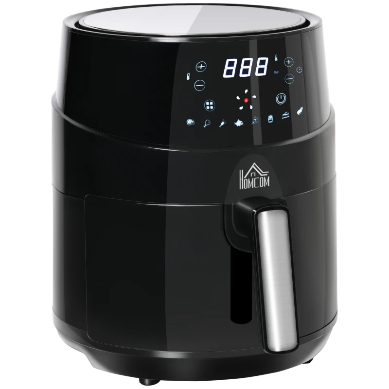 HOMCOM 1500W 4.5L Air Fryers, Air Fryers Oven with Digital Display, Rapid Air Circulation, Adjustable Temperature, Timer and Nonstick Basket, Black