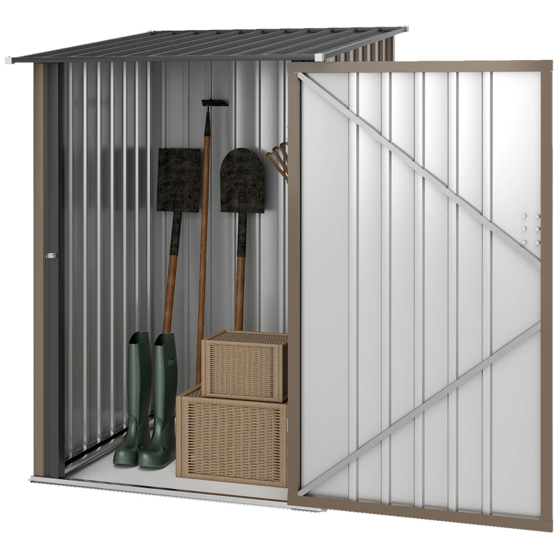 Outsunny Casetta da Giardino Porta Attrezzi in Acciaio Galvanizzato e Porta, 100x103x160cm, Marrone
