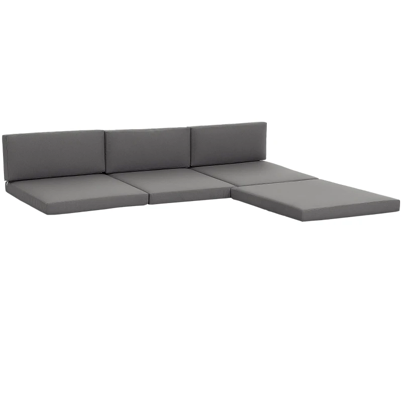Outsunny Outdoor Cushion Pad Set for Rattan Furniture, 7 Piece Garden Furniture Cushions ONLY, Grey
