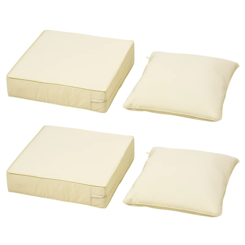 Outsunny 4 Pieces Outdoor Seat and Back Cushion Set Patio Deep Seating Chair Replacement Cushion, Beige