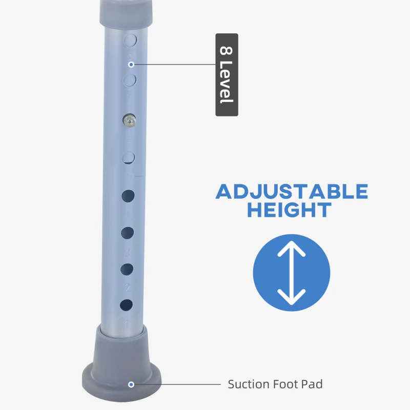 HOMCOM 6-Level Height Adjustable Shower Stool, Bath Chair with Non-Slip Feet, U-Shaped Seat for Elder, Pregnant, White